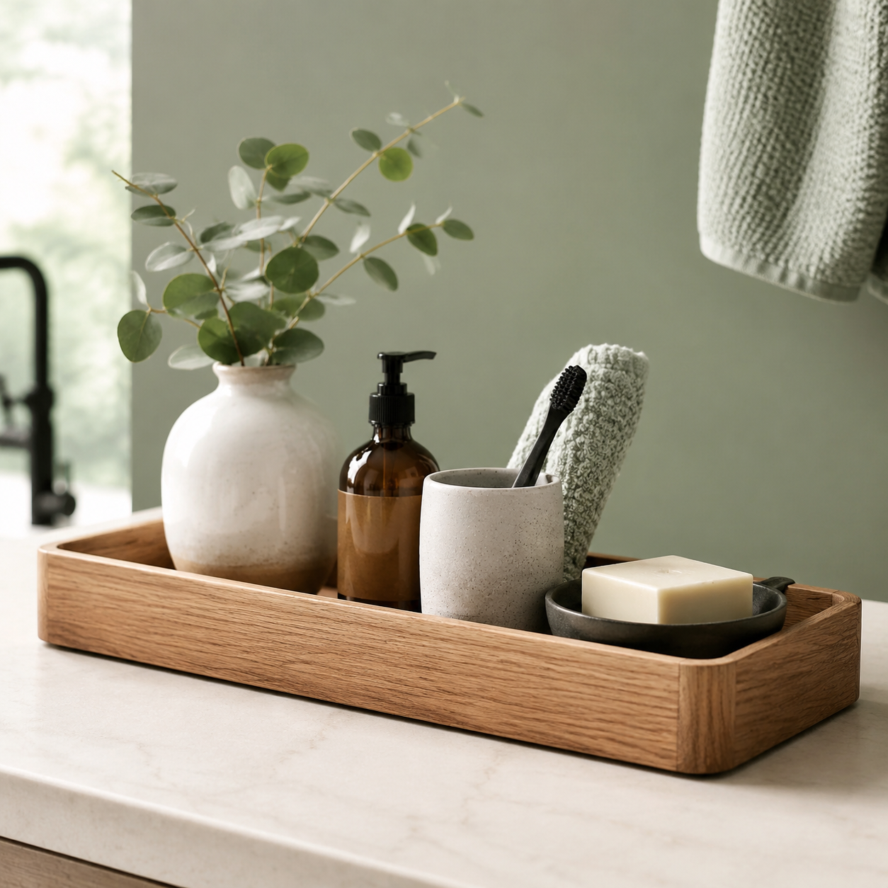 Warm oak counter tray