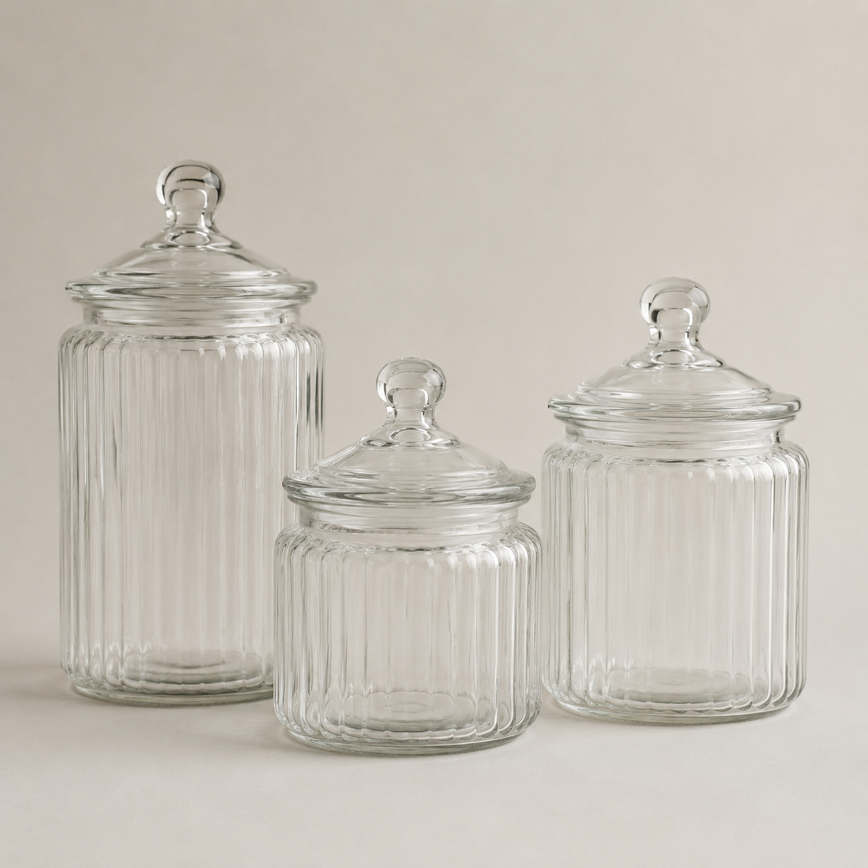 Glass storage jar set