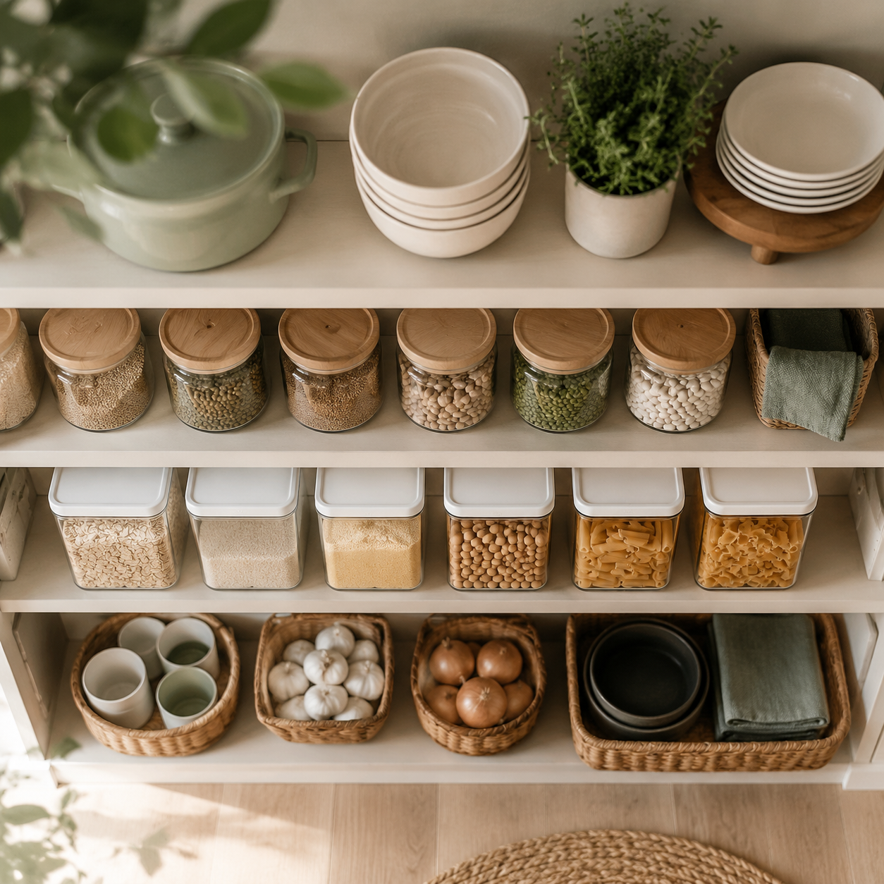 Single pantry shelf overhead reset board